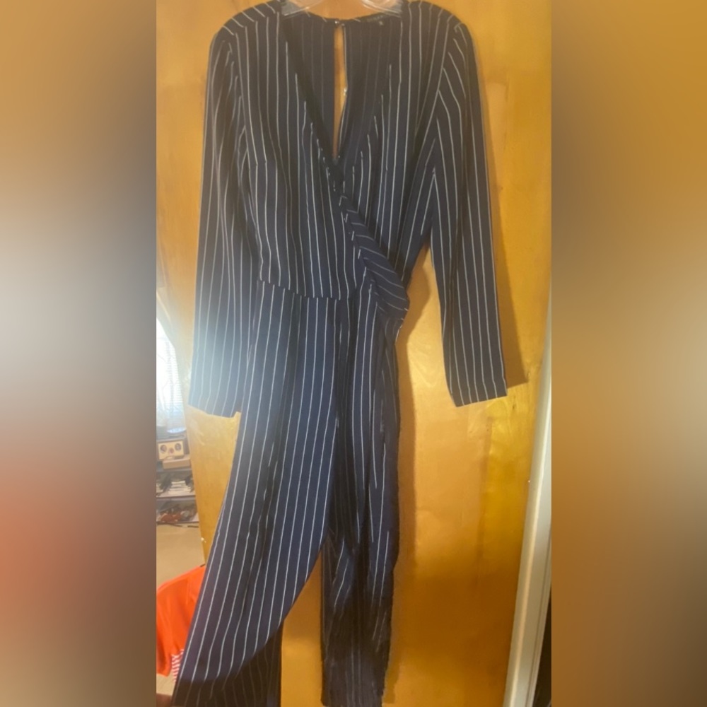 Dynamite black pinstripe jumpsuit Petite Small